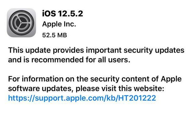 襄阳苹果手机维修分享iOS12.5.2发布，建议所有老苹果用户安装 